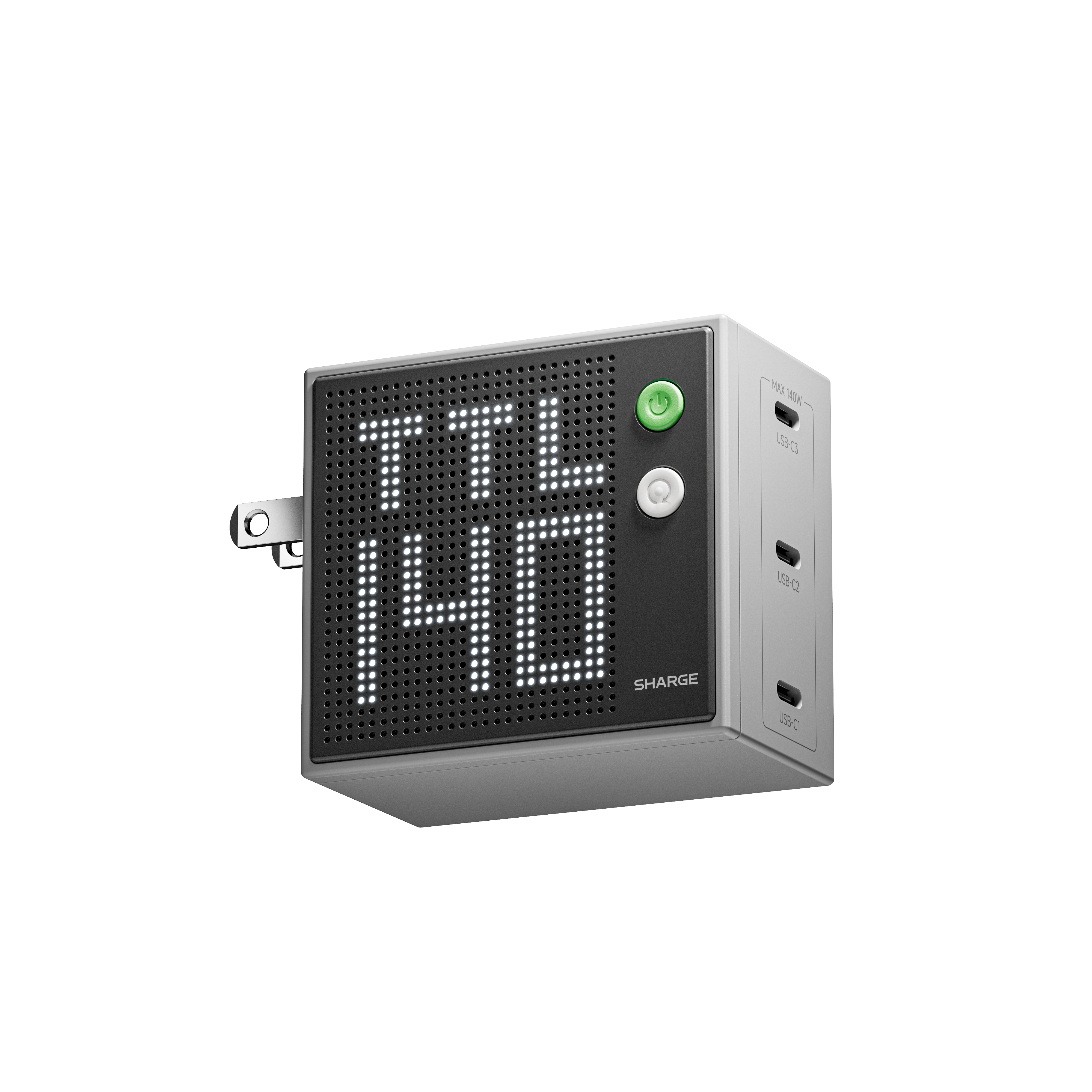 SHARGE Pixel 100 / 140 GaN Charger (67/100/140W, 3 Ports,Dot-Matrix Display)