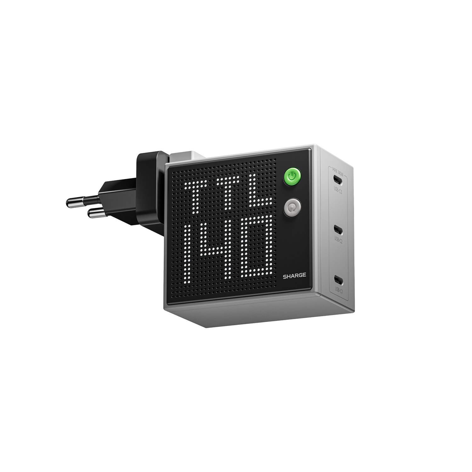 SHARGE Pixel 100 / 140 GaN Charger (67/100/140W, 3 Ports,Dot-Matrix Display)