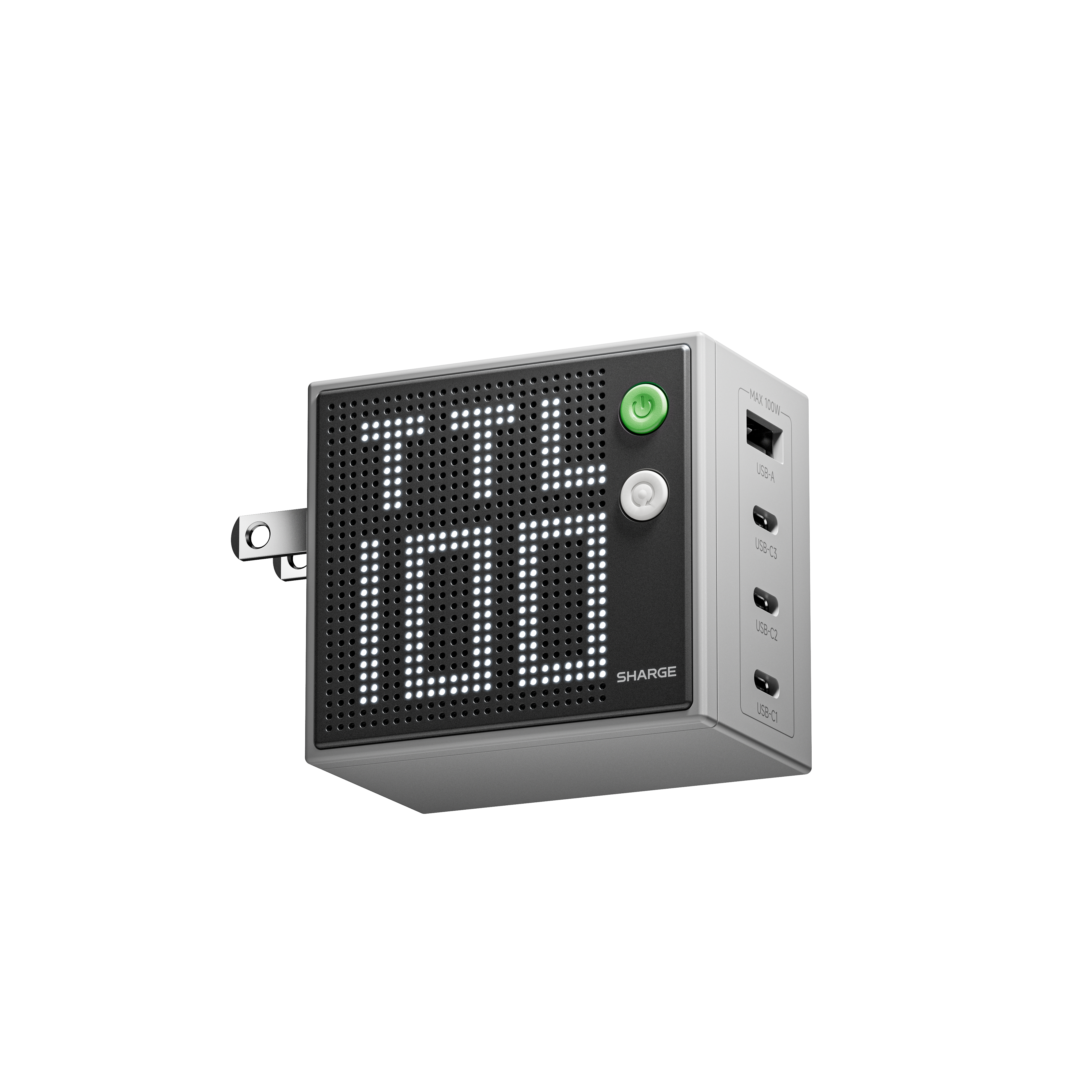 SHARGE Pixel 100 / 140 GaN Charger (67/100/140W, 3 Ports,Dot-Matrix Display)